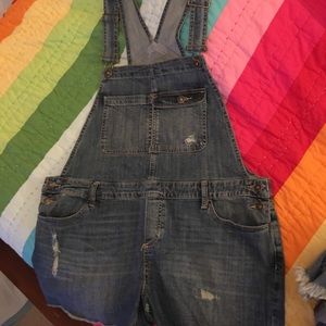 Denim shorts overalls